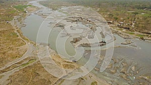 Cleaning and deepening by dredger onriver. java, indonesia