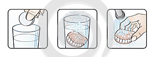 Cleaning denture instructions illustration