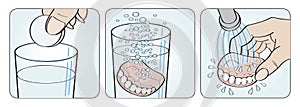 Cleaning denture instructions illustration