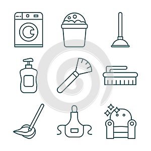 Cleaning and desinfect set icons photo