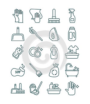 Cleaning and desinfect set icons