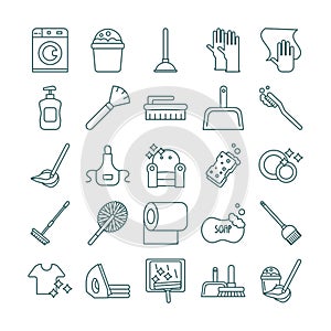 Cleaning and desinfect set icons