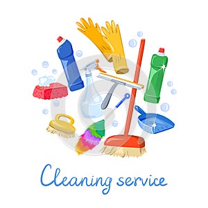 Cleaning elements circular background