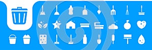 cleaning equipment set flat icon design vector