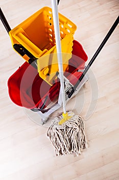 Cleaning floor with mop