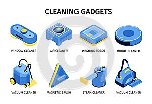 Cleaning Gadgets Isometric Icons