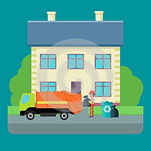 Cleaning Garbage From the City Streets Vector.