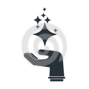 Cleaning hand black silhouette icon
