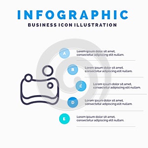 Cleaning, Hygienic, Sponge Line icon with 5 steps presentation infographics Background