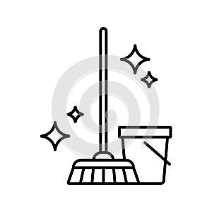 Cleaning icon design in linear style. Vector.