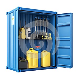 Cleaning Items in a Blue Container on Transparent Background - Ai Generated