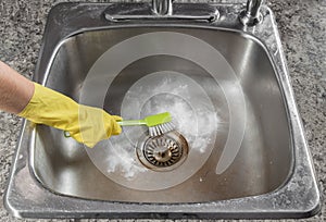 Cleaning the kitchen sink