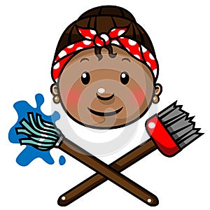 Cleaning lady icon or logo