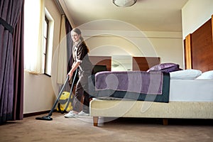 Cleaning lady keeping the room dustless photo