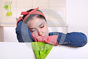 Cleaning lady sleeping