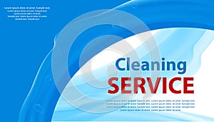 Cleaning or Laundry Services blue and white background with a splash of water. Banner or poster for cleanliness. Vector