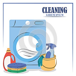Cleaning laundry washing machine spray detergent bucket and clothes supplies equipment