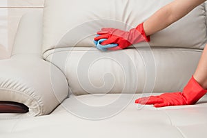 Cleaning leather sofa