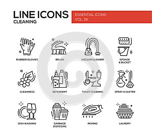 Cleaning - line design icons set photo