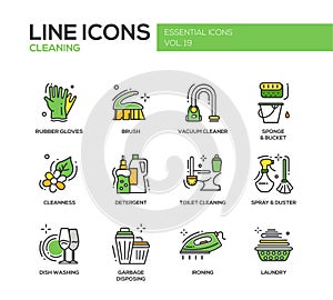 Cleaning - line design icons set photo