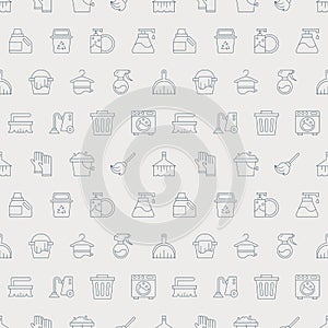 Cleaning line icon pattern set