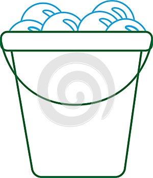 Cleaning line icons. Housekeeping service and household chemicals. Bucket with cleaning agent. Bubble soap foam. Vector