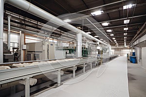 cleaning lines, where the pulp and paper products are cleaned and sanitized for further use