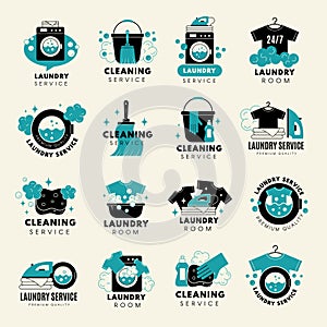 Cleaning logo. Laundry service badges templates for personal design projects recent vector set