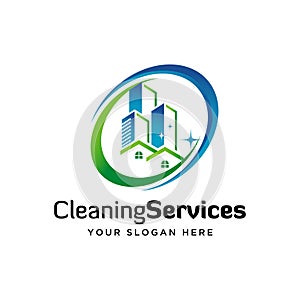 Cleaning and maintenance logo design template.building symbol