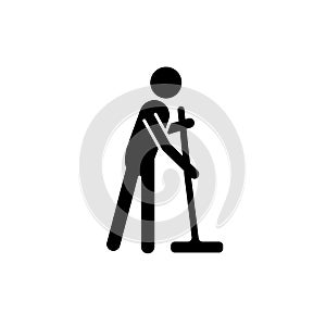 Cleaning with mop black glyph icon