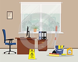 Cleaning at office concept