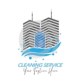 Cleaning of premises. Template of a logo, brand, sticker for a cleaning company of apartments, offices, premises