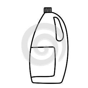 Cleaning product plastic container for house clean. Bottles of cleaning products. Line Style stock vector doodle style