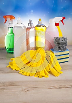 Cleaning products, home work colorful theme