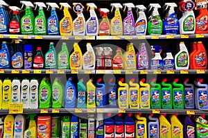 Cleaning products at supermarket