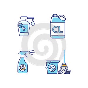 Cleaning products RGB color icons set