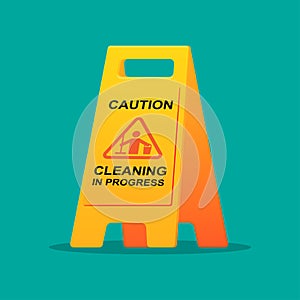 Cleaning progress caution sign