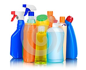 Cleaning and sanitation products studio isolated photo