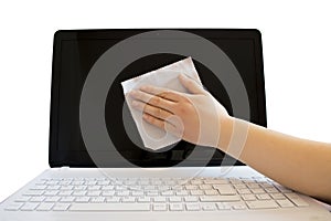 Cleaning the screen of a computer