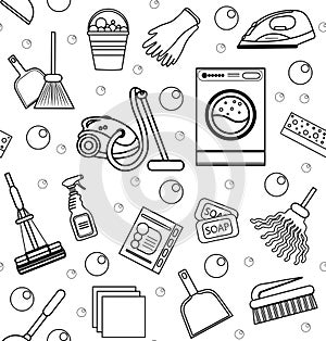 Cleaning seamless pattern. endless background, texture, wallpaper. Vector illustration