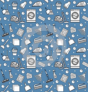 Cleaning seamless pattern. endless background, texture, wallpaper. Vector illustration