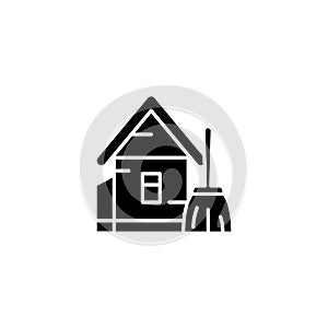Cleaning service black icon concept. Cleaning service flat vector symbol, sign, illustration.