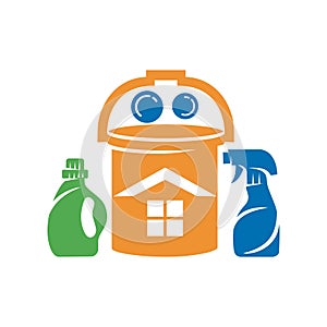 Cleaning Service Bucket Spray Detergent Business logo design