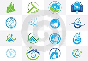 Cleaning Service Business logo design. Vector Icon Set