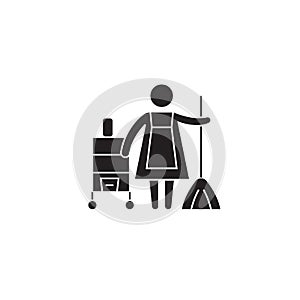 Cleaning service concept black vector concept icon. Cleaning service concept flat illustration, sign