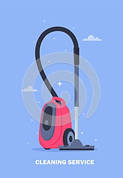 Cleaning service design concept for web banner, infographic, poster. Modern vacuum cleaner. Electrical appliance for cleaning.