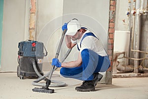 Cleaning service. dust removal with vacuum cleaner