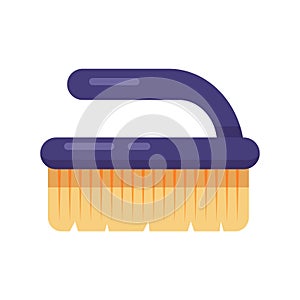 Cleaning service. Flat brush fetlock icon logo illustration. Household equipment tool isolated on white background