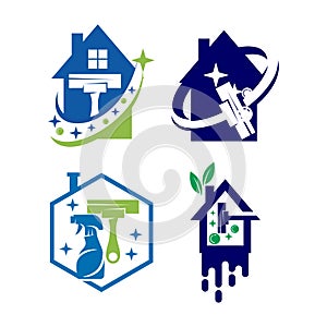 Cleaning Service Home Business logo design Template Vector Set