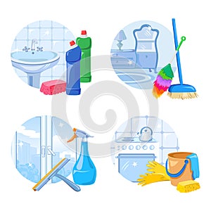 Cleaning service icon set